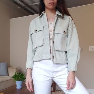 Pastel green denim material jacket